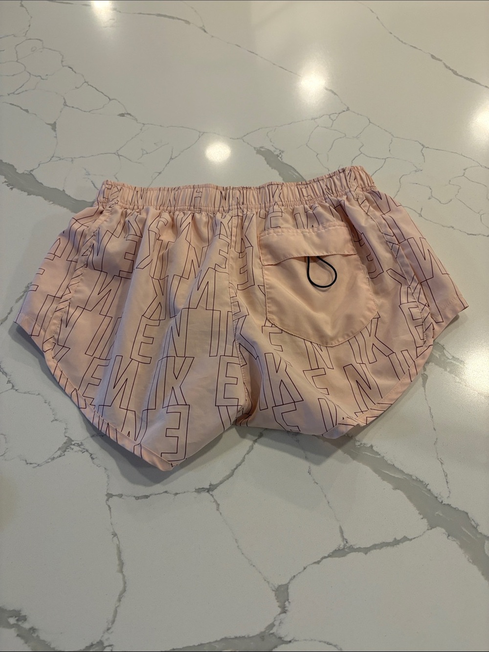Nike Dri-Fit Running Shorts ~ Small ~ Pink with Burgundy Wordmark Throughout - Picture 7 of 16